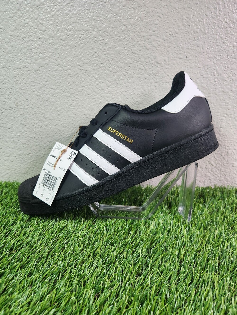 New Unworn Adidas Men's Superstar Originals Size 13 Core Black White |EG4959|